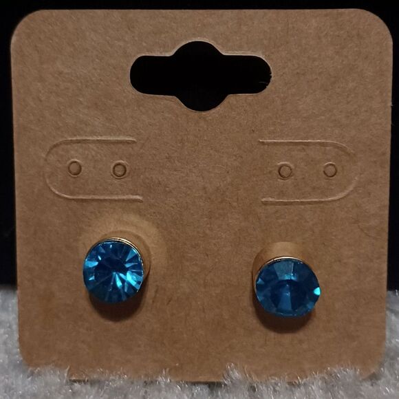 Fashion Jewelry Jewelry - Blue-Green Rhinestone Gold-Toned Stud Fashion Earrings